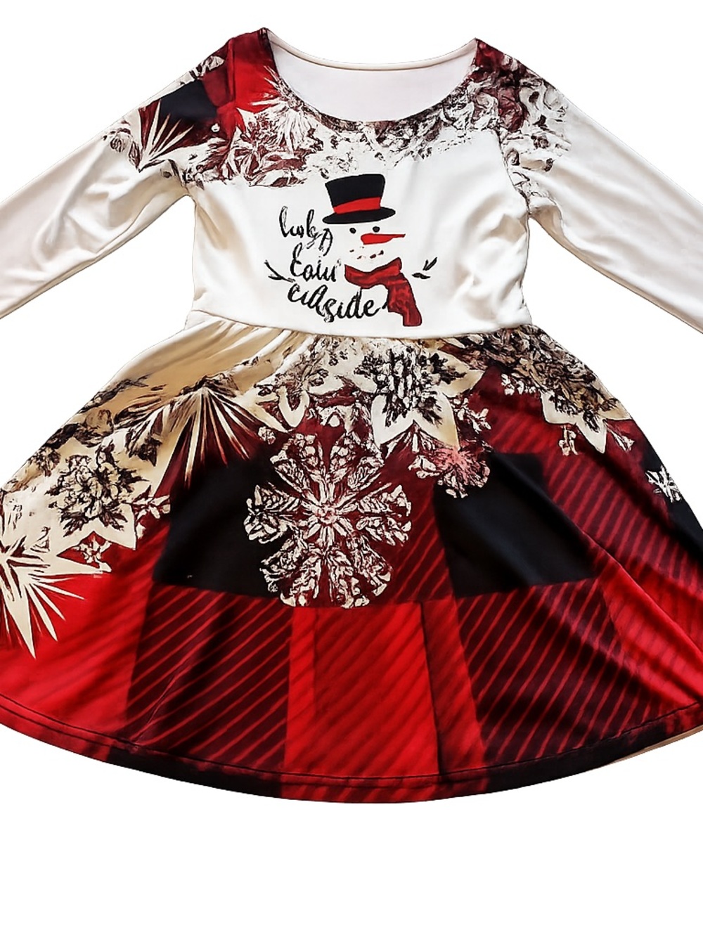 Girls Christmas Snowman Plaid Dress Size 6-7 Years